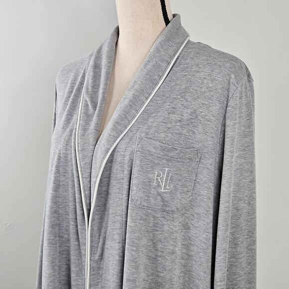 Lauren Ralph Lauren Gray Bath Lounge Robe | Women's Large | MISSING BELT - Picture 2 of 14